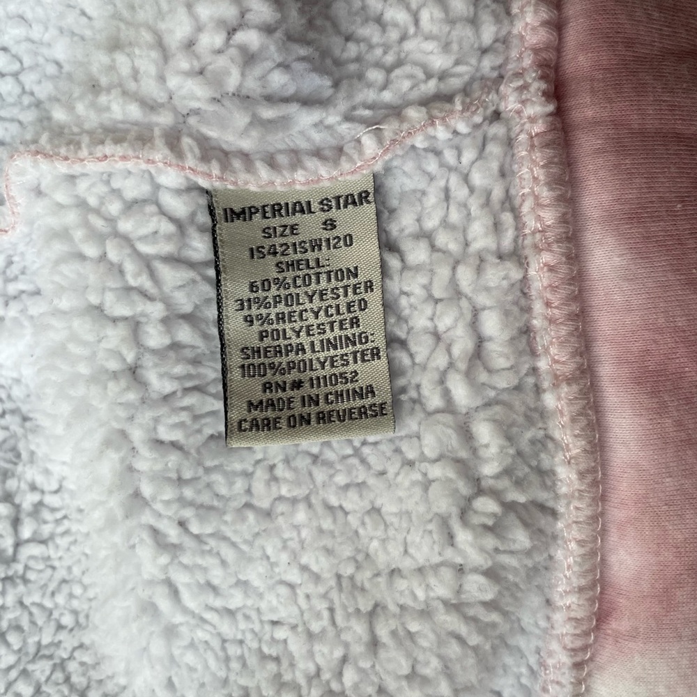 Girls Pink Marbled Sherpa-like Lined Hoodie Jacket Size 7 8 - Picture 7 of 9